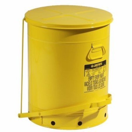 JUSTRITE Steel Self-Closing Oily Waste Can Foot Operated Cover ext. dia. 18.375" x 23.437" H CAN503-FOC